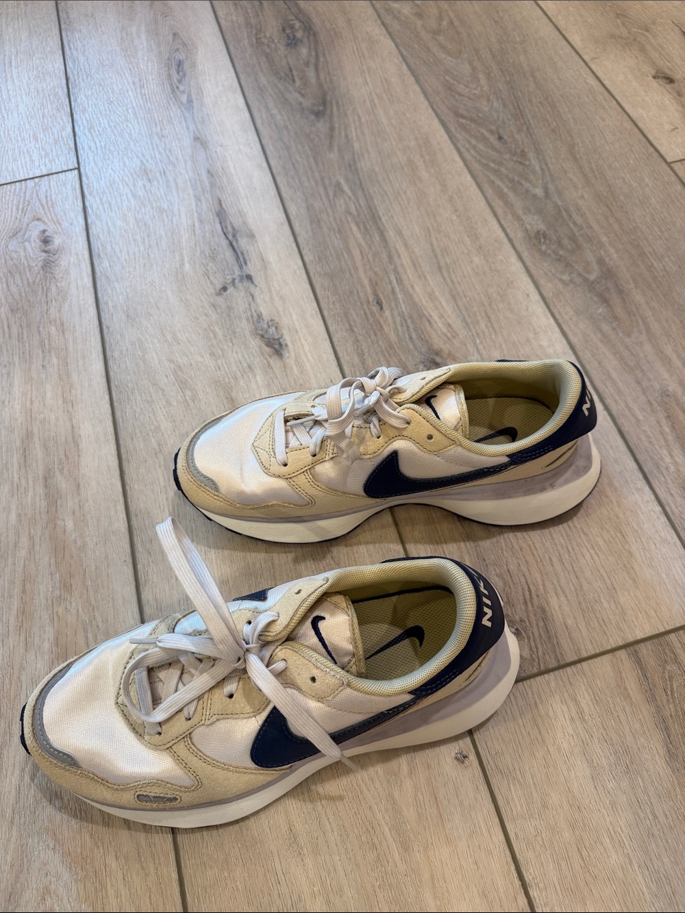 Nike Kids White and Navy Swoosh Sneakers